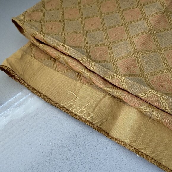 Thibaut Fabric 24x52” Geometric Pattern Silk Shades Of Gold Brocade - Picture 6 of 8